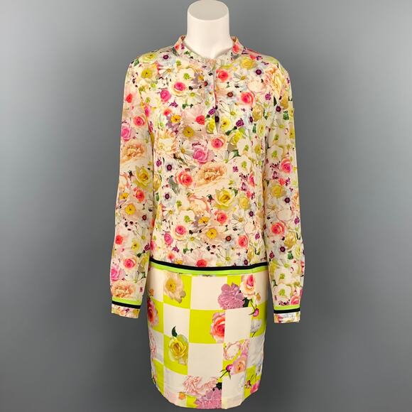 MSGM Size M Multi-Color Floral Long Sleeve Shift Dress - Picture 1 of 1